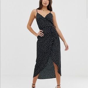ASOS DESIGN cami wrap maxi dress in polka dot